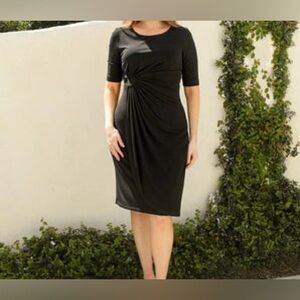 Connected women’s Black Midi Dress with cute gathering